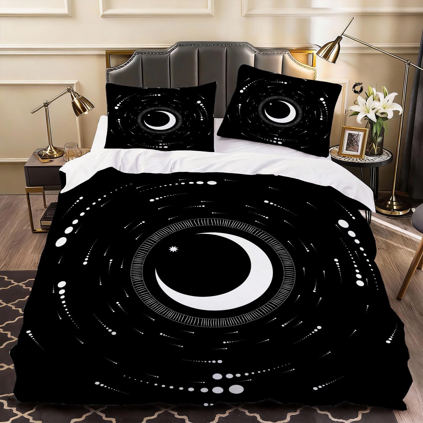 3D Moon Duvet Cover Cartoon Bedding Double Bed Set, Soft Microfiber Comforter Cover Printed with Zipper Closure Quilt Coverr 200x200 cm and 2 Pillowcases