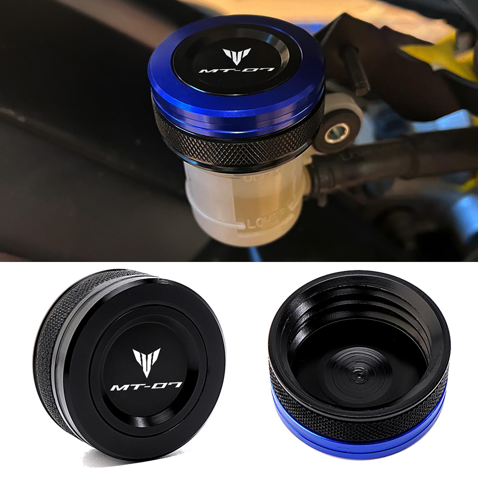 Copri Serbatoio Freno In Alluminio Per Yamaha MT07/Tracer 2014-2025 - Set Anteriore E Posteriore Blu - Foto 6