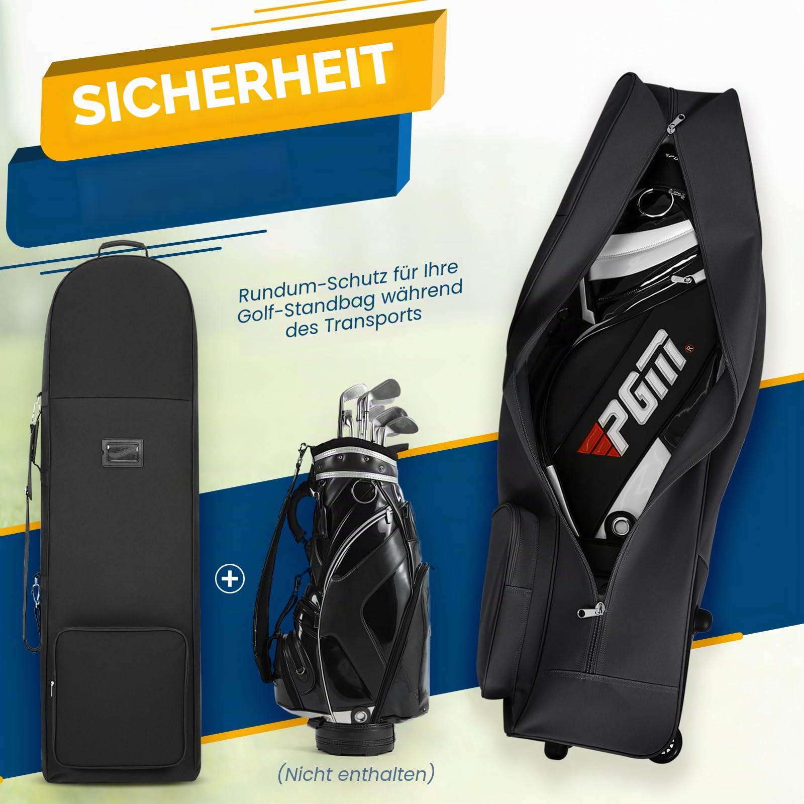 DAREKUKU Gepolsterte Golf-Reisetaschen mit Rollen, 900D strapazierfähiges Oxford-Gewebe, verschleißfest, weiche Seiten, faltbar, Golfschläger-Reiseabdeckungen für Fluggesellschaften,