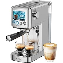 Espresso Machine 20 Bar with Milk Frother, Stainless Steel Coffee Maker with 42 oz Removable Water Tank for Cappuccino, Latte&amp;Cold Brew, Home&amp;Office, Silver
