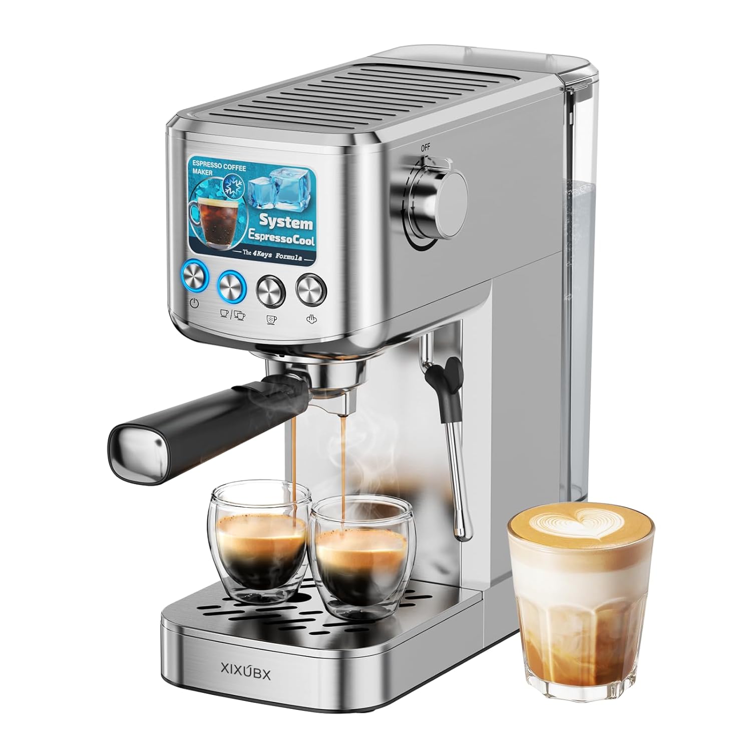 Espresso Machine 20 Bar with Milk Frother Stainless Steel Coffee Maker with 42 oz Removable Water Tank for