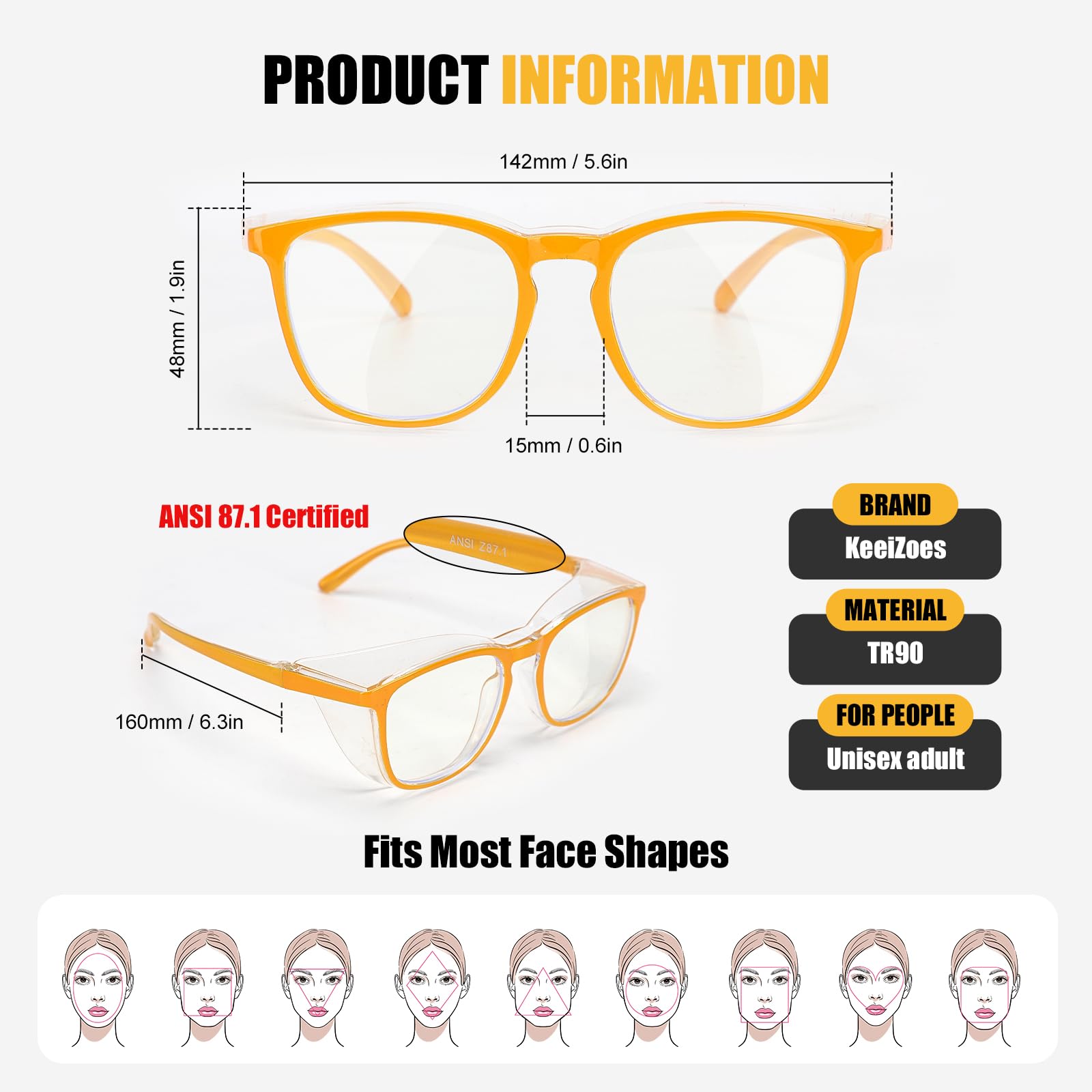 KeeiZoes Gafas de seguridad antivaho para mujeres, enfermeras, gafas protectoras de luz azul y bloqueo UV