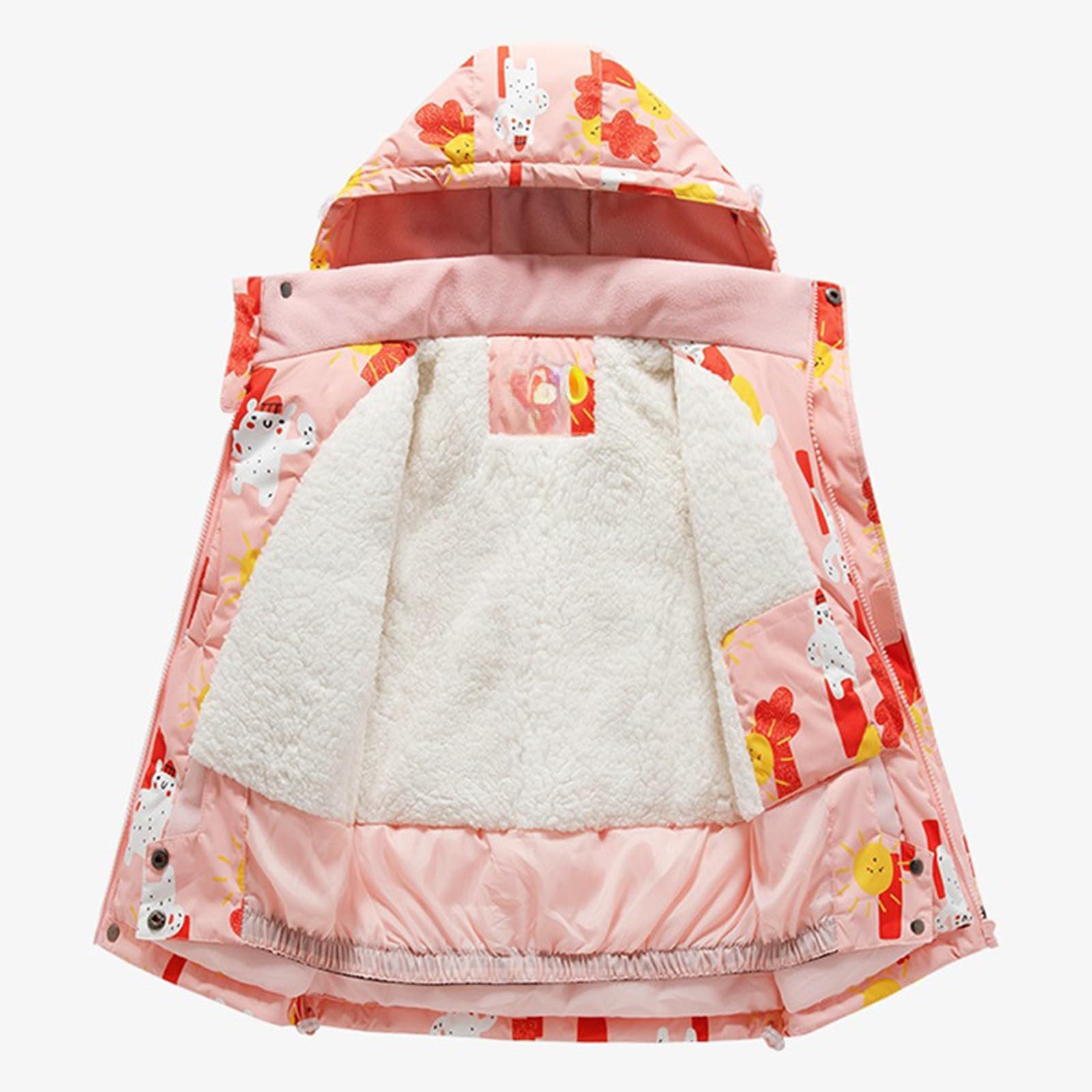 Boys Girls Winter Coat Hooded Ski Jacket Puffer Windbreaker Fleece Lined Snow Coat Thicken Warm Down Jacket (Pink, 8)