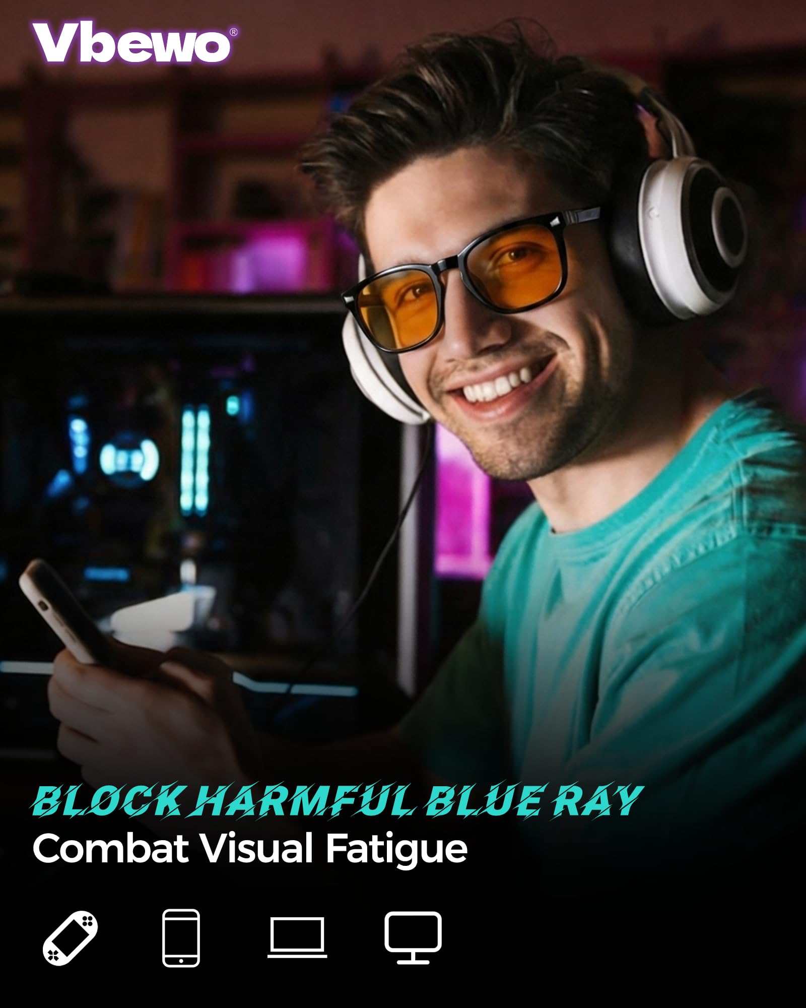 Juego de 2 lentes de bloqueo de luz azul para juegos de ordenador, lentes rojas de 99,9 %
