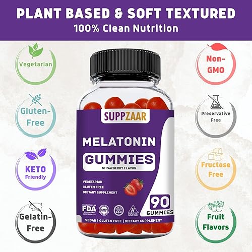 Miniatura 3 de SUPPZAAR Gomitas de melatonina. Gomitas de melatonina de 5 mg para dormir mejor, energía y enfoque. Gomitas de melatonina para adultos y niños no