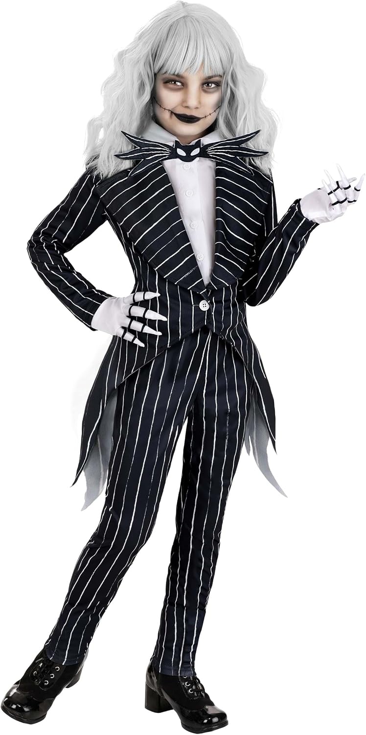 Disney The Nightmare Before Christmas Jack Skellington Costume for Kids | Skeleton Suit for Girls