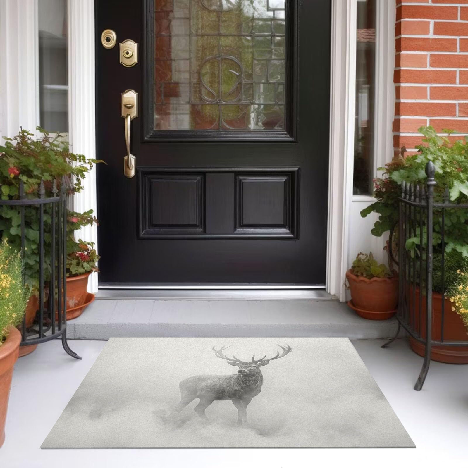 Felpudo De Entrada Niebla Renos, Alfombra Atrapapolvo, Antideslizante, Microfibra Suave Felpudo Naturalismo, Tapete Entrada para Puertas Y Pasillos 80 x 120 cm, Gris