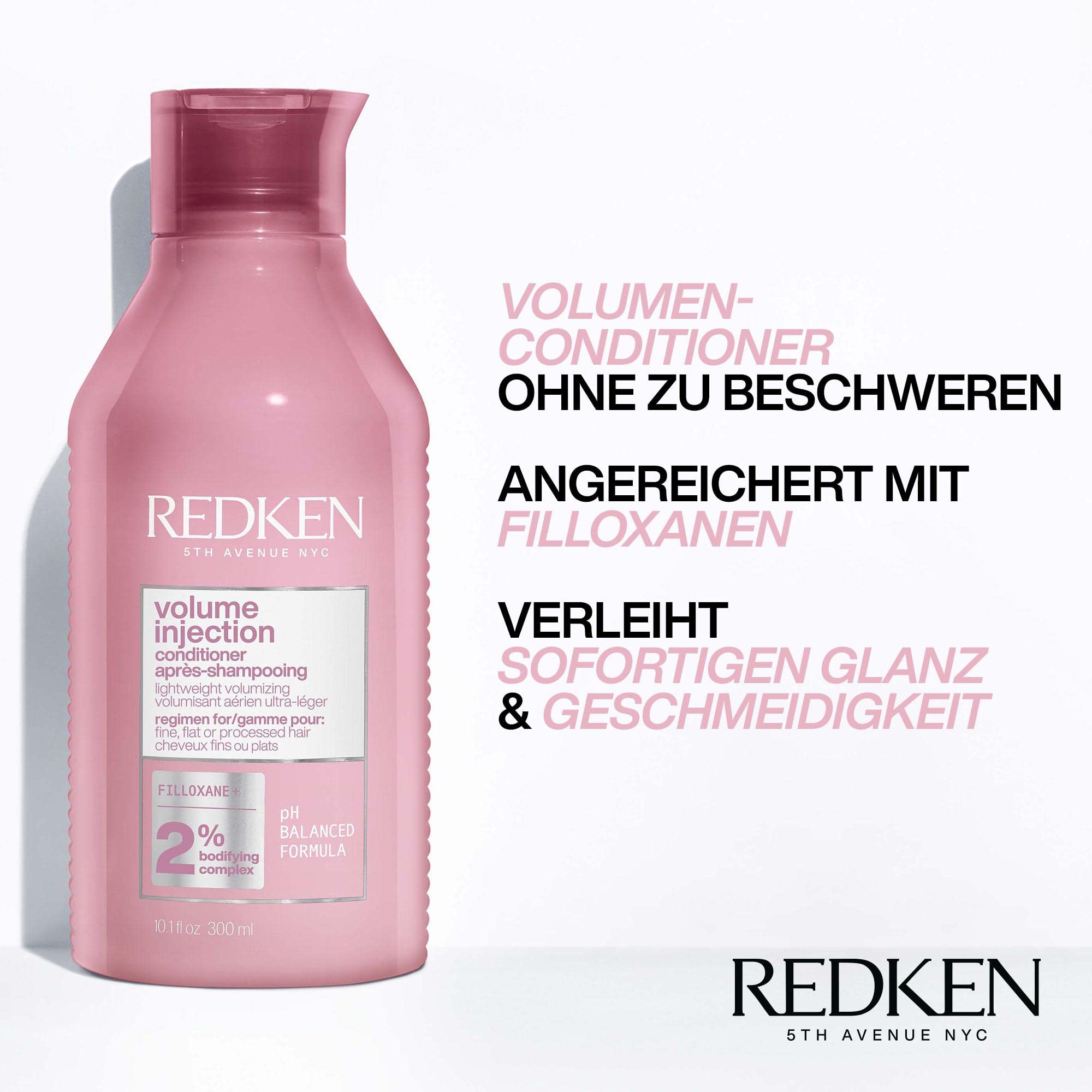 Redken Spülung mit reparierendem Volumen-Boost, Mit Filloxanen und pflegenden Polymeren, Volume Injection Conditioner, 1 x 300 ml