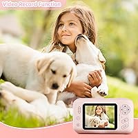 Vista 5 de Cámara para niños para niñas de 3, 4, 5, 6, 7, 8, 9 años, cámara selfie de video HD 1080P con tarjeta SD de 32G, juguetes de cámara digital para Rosa