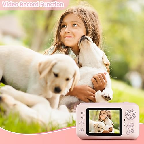 Miniatura 5 de Cámara para niños para niñas de 3, 4, 5, 6, 7, 8, 9 años, cámara selfie de video HD 1080P con tarjeta SD de 32G, juguetes de cámara digital para Rosa