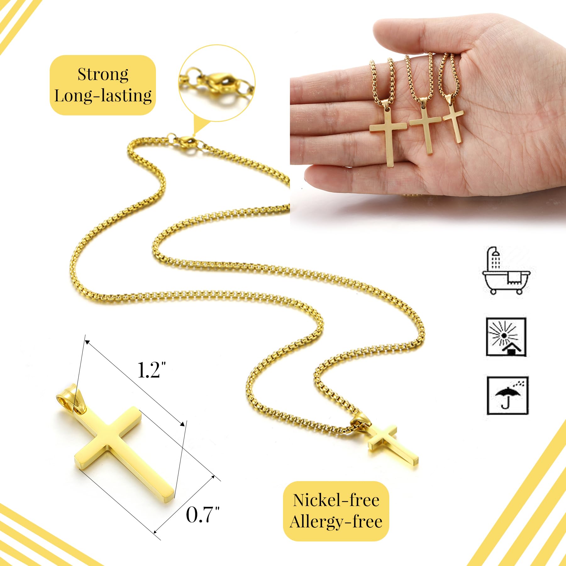 Collana con Croce da Uomo in Argento con Ciondolo Croce in Acciaio Inossibile con Croce Cristiana Gioilli per Uomini e Donne