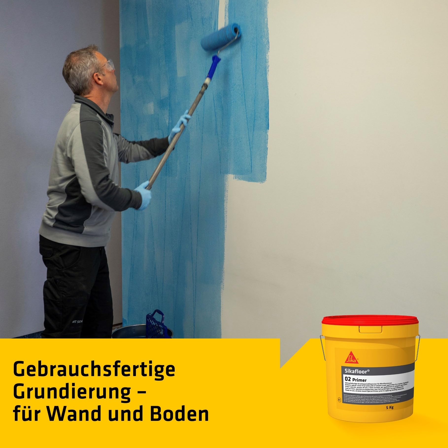 SIKA - Haftgrund Wand & Boden - Sikafloor-02 Primer - 5kg | Vor Ausgleichs- und Spachtelmassen - Verbessert Haftung - Einfache Anwendung