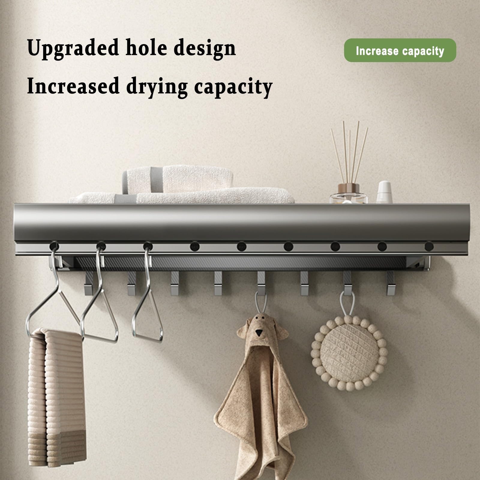 Stendibiancheria da Parete, Stendibiancheria da Parete Retrattile, Design Con Fori Antivento, Robusto E Durevole, Per Interni Ed Esterni, Stendibiancheria Multifunzionale Salvaspazio Per Balconi(Noir,