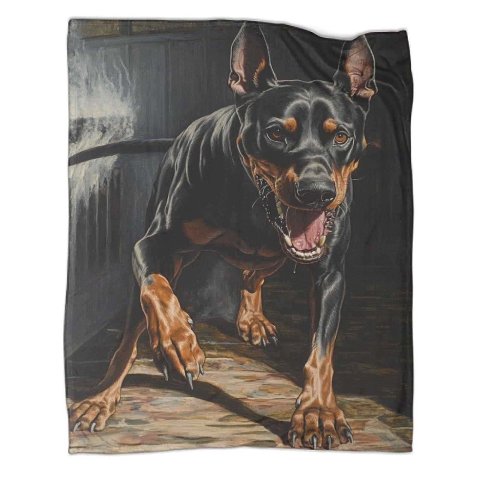 Couverture Doberman idée cadeau originale plaid moelleux pour les passionnés