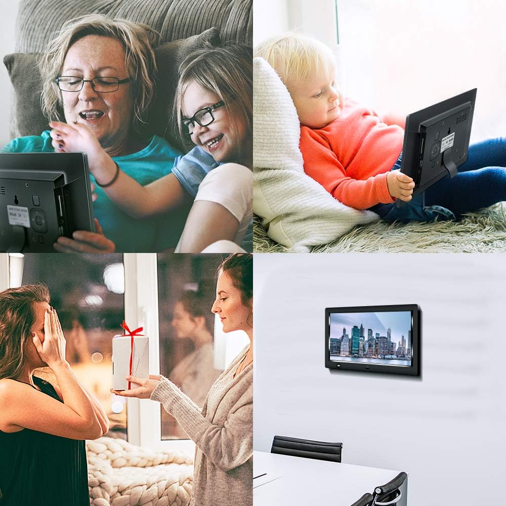 GRC Digital Picture Frame, 10.1 Inch 1920x1080 IPS HD Display Digital Photo Frame with Motion Sensor and Remote Control, Video Player/Stereo/ MP3/ Time, Digital Picture Frame Support USB SD Slot