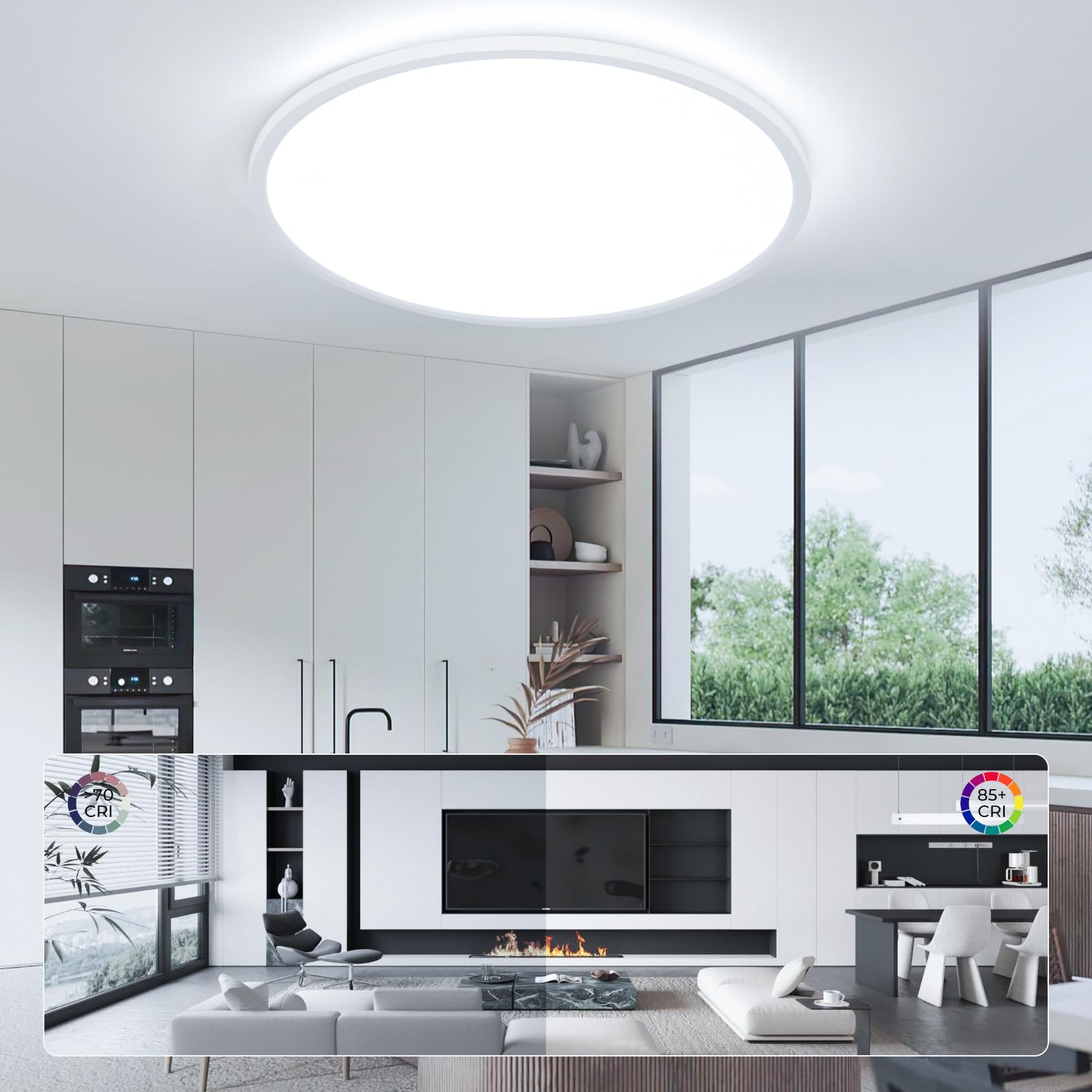 EASY EAGLE Plafoniera led soffitto, 50CM Lampadario led soffitto 6500K, 52W Lampada da Soffitto LED Moderno per Camera da Letto soggiorno Cucina Balcone Bagno Ufficio, Rotondo