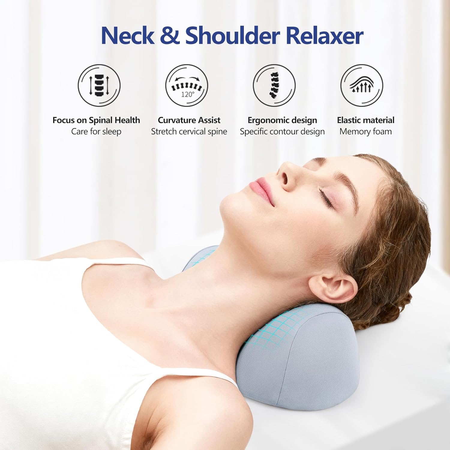 ComfortLife Small Neck Stretcher Pillow for Pain Relief, Medium Soft Cervical Traction Device Neck Mild Support Pillow Foam Cervical Neck Pillow for Tension Muscle Relax Relief (Grey) - Image 4