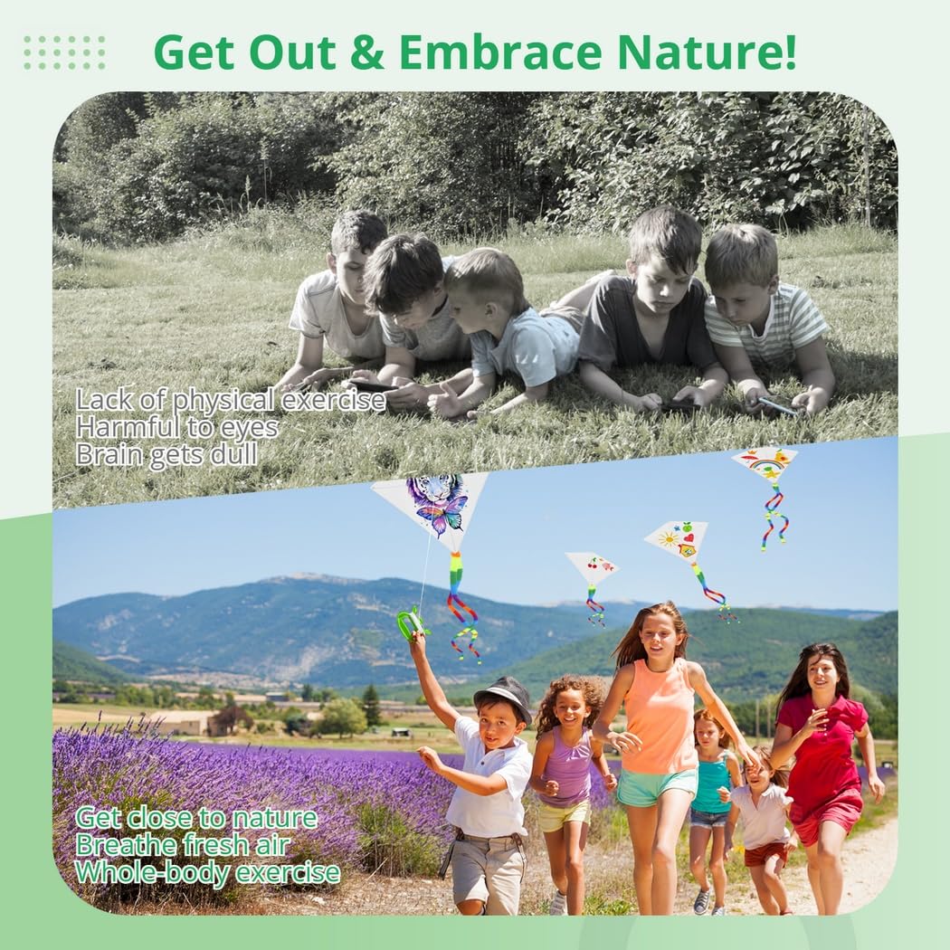 Cerf-volant blanc pour enfants - Jouet créatif à colorier - Cerf-volant avec émerillon et ligne