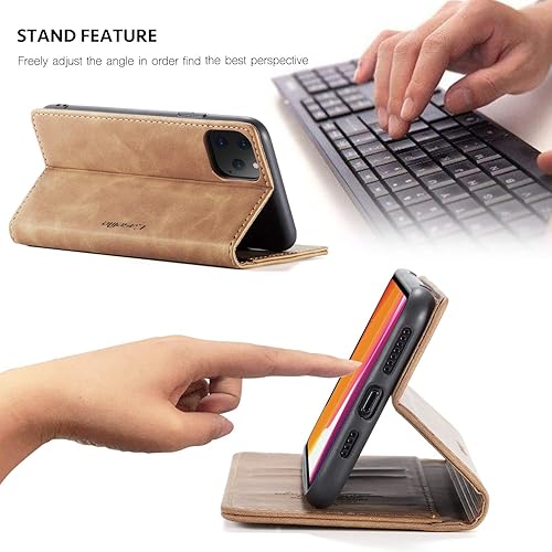 Miniatura 4 de SINIANL Funda tipo cartera para iPhone 11 y iPhone 11, funda plegable con función atril, ranura para tarjetas de crédito, cierre magnético, funda