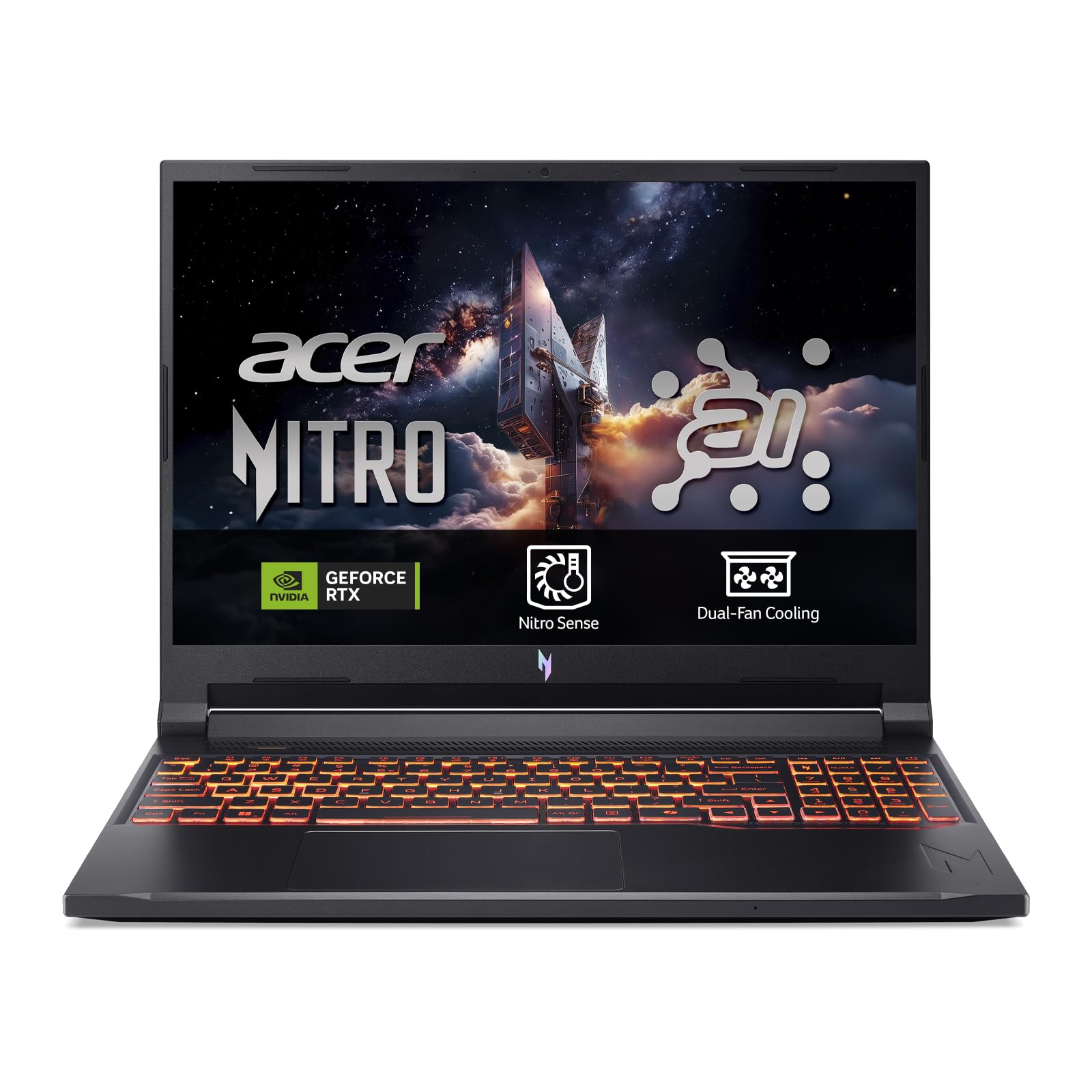 Acer Nitro V 16 AI ANV16-42, Ordenador Portátil Gaming 16", WUXGA IPS (AMD Ryzen 7 260, 16 GB RAM, 512 GB SSD, NVIDIA GeForce RTX 5050, Sin Sistema Operativo) Negro, Teclado QWERTY Español