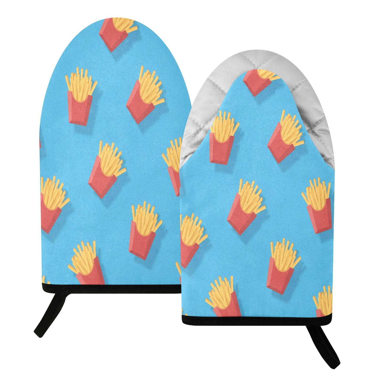BURSTDDY Cartoon Fries Oven Mitt,Heat Resistant Kitchen Mitts for Cooking