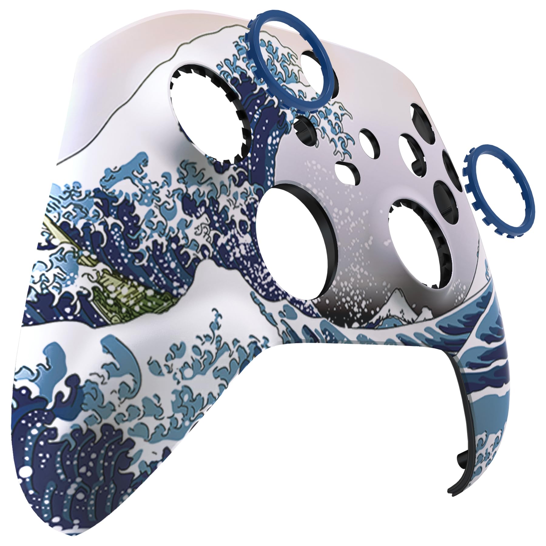 eXtremeRate Cover per Xbox Series X S Joystick,Custodia Copertura Scocca Frontale Anelli Accessori Ricambio per Xbox Core Controller Model 1914,ASR Versione-Grande Onda