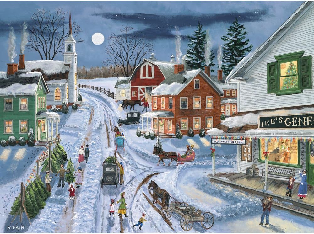 Bits and Pieces - 500 Piece Jigsaw Puzzle for Adults - Ike's General Store - 500 pc Primitive Winter Holiday Jigsaw by Artist Bob Fair