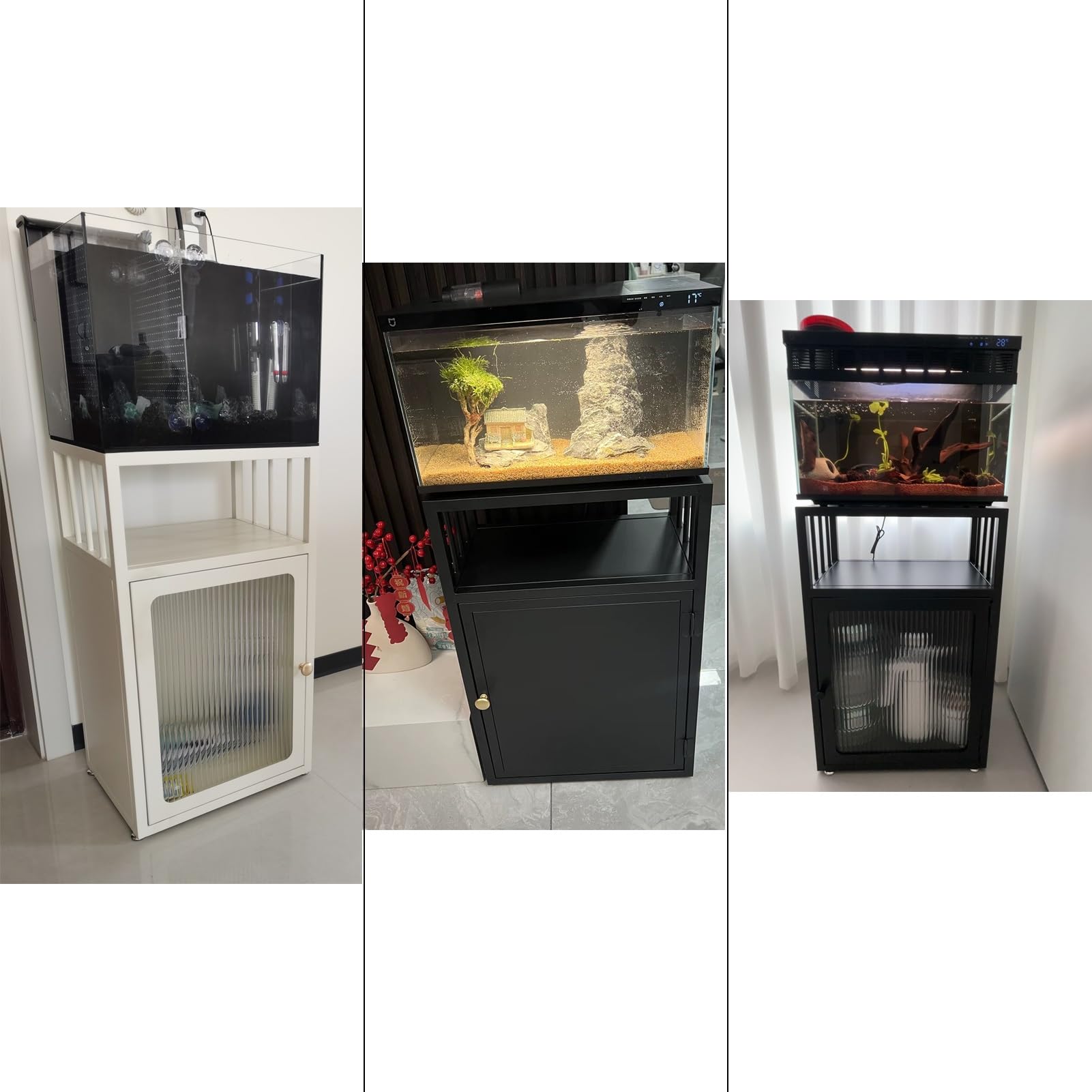 Szafka pod Akwarium 20-100 Litrów, Stojak pod Akwarium dla Gadów/Terrarium Heavy Metal(White,60x40x70cm/24x16x28in)