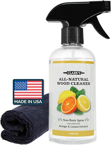 CLARK'S Limpiador en aerosol natural para tablas de cortar, con paño de microfibra, para encimera de madera, ingredientes puros, agua filtrada,