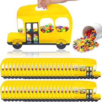 XJWWHZ 40Pcs School Bus Candy Bags, Plastic Car Candies Bags