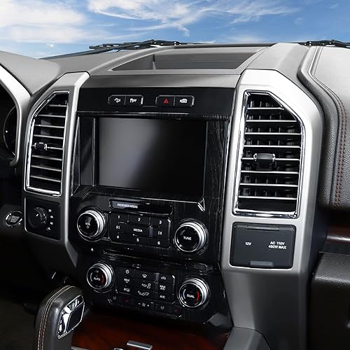 Miniatura 5 de JeCar Para F150 Consola central de grano de madera negra Interir Panel de tablero para Ford F150 2015-2020 Accesorios interiores
