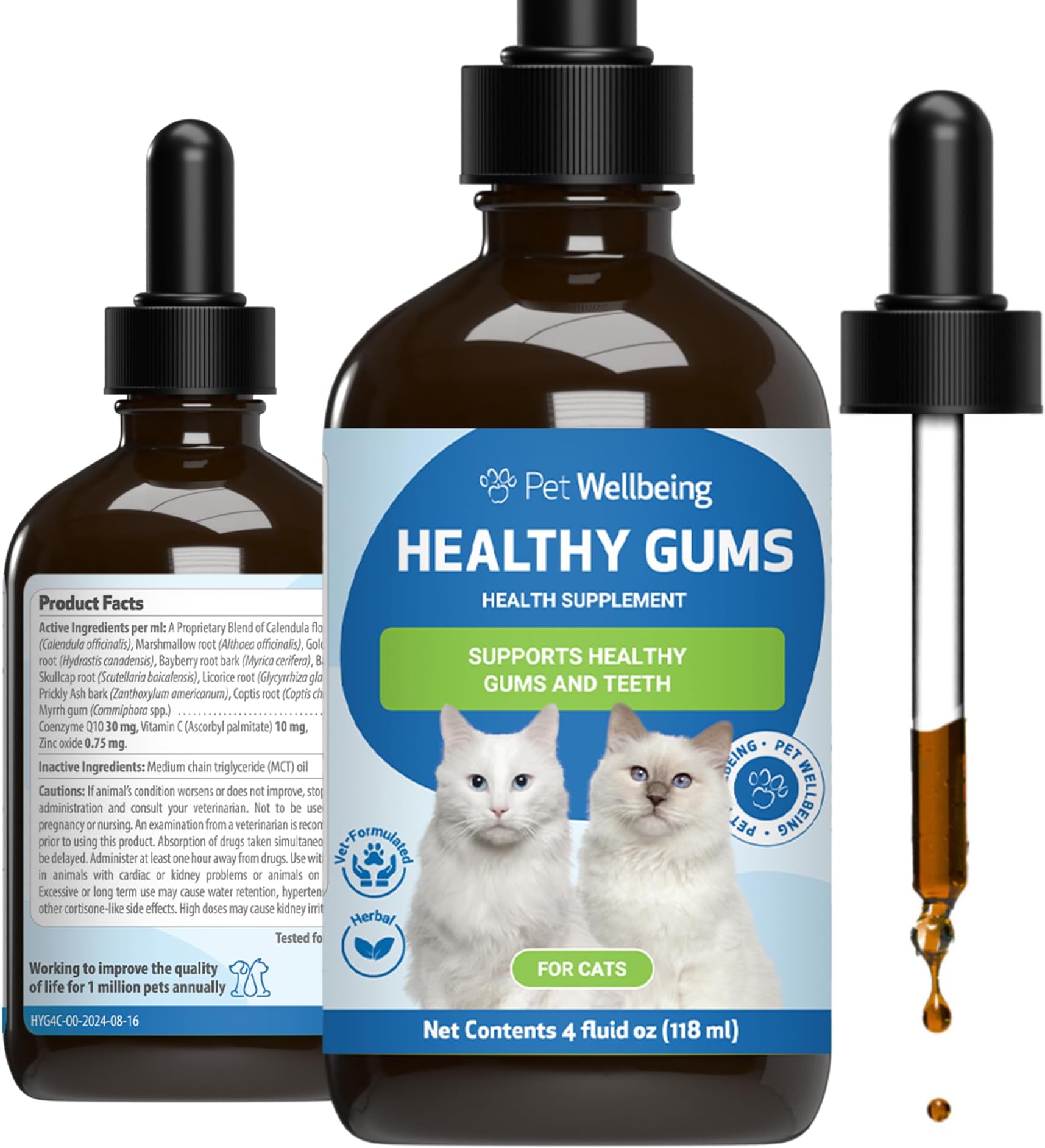 Pet Wellbeing Healthy Gums for Cats - Gums & Dental Health, Oral Care, Healthy Breath, Coenzyme Q10, Zinc Oxide, Calendula, Marshmallow Root - Veterinarian-Formulated Holistic Topical 4 oz (118 ml)