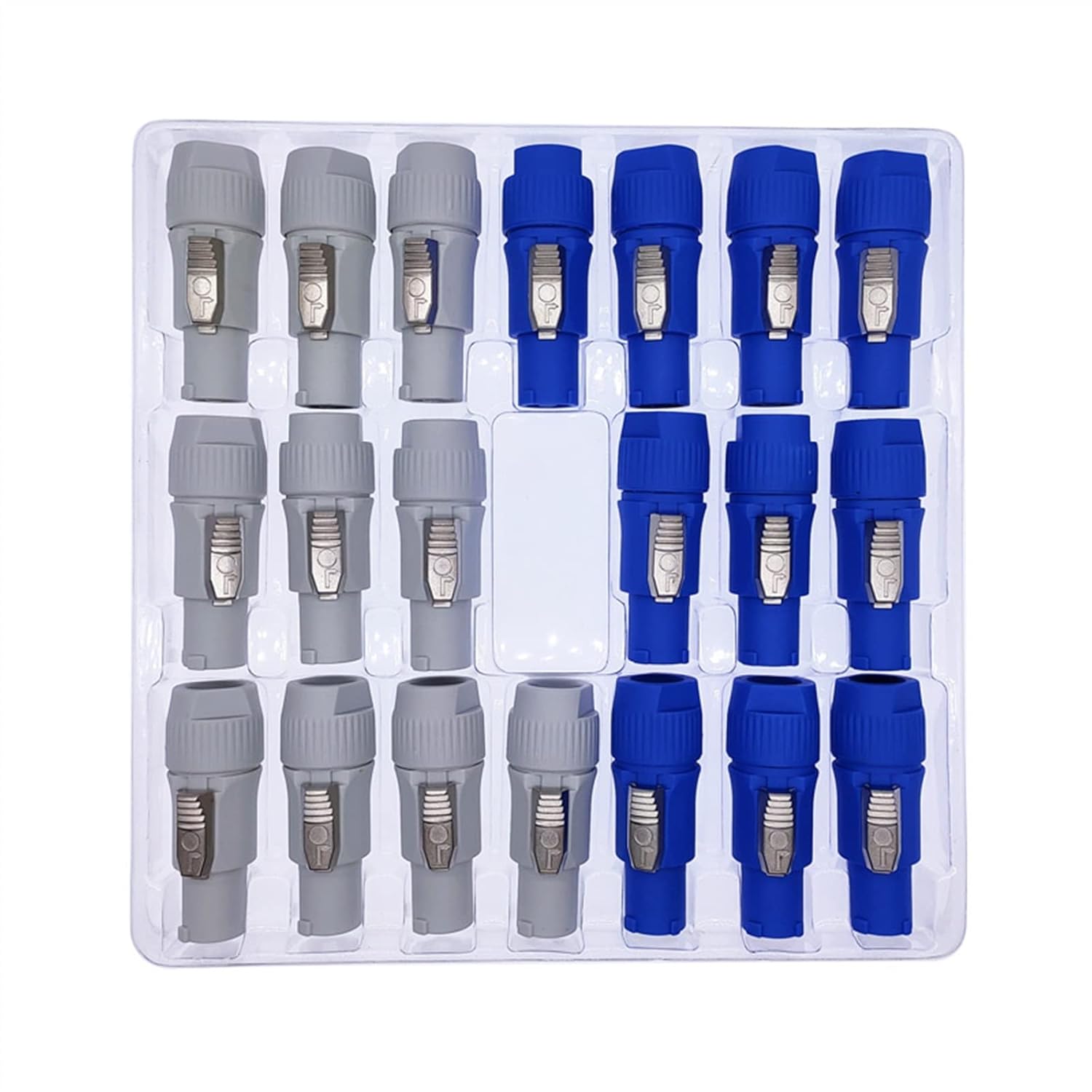 Powercon Connector 3 Pins 20A 250V, Power Speaker Cable Connector Male Plug for LED Screen Stage Lighting 10Pcs(Blue Body-Orange Cap)