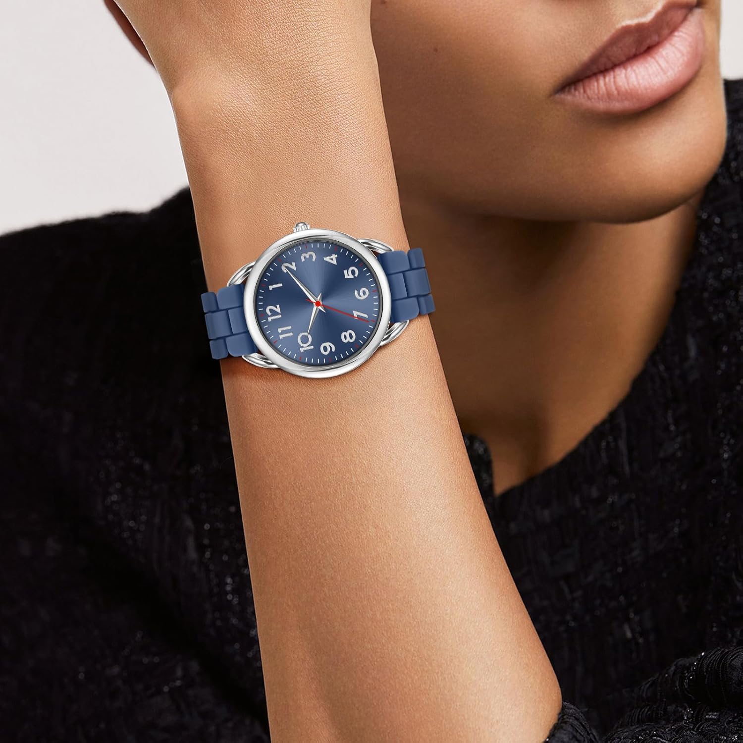 Asan Ge Analog Watch for Women Large Numerals Face Easy Time Reading Silicone Strap Casual Watch Water Resistant 100 feet - Image 7