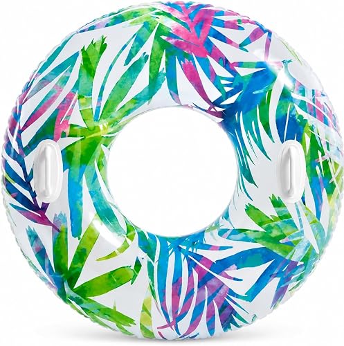 Tropical Leaves Inflatable Swim Tube with Handles 97 cm
