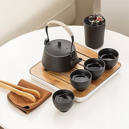 Miniatura 9 de fanquare Juego de té kungfu verde japonés, juego de té portátil chino con bandeja, juego de té de regalo de porcelana para adultos, juego de té de