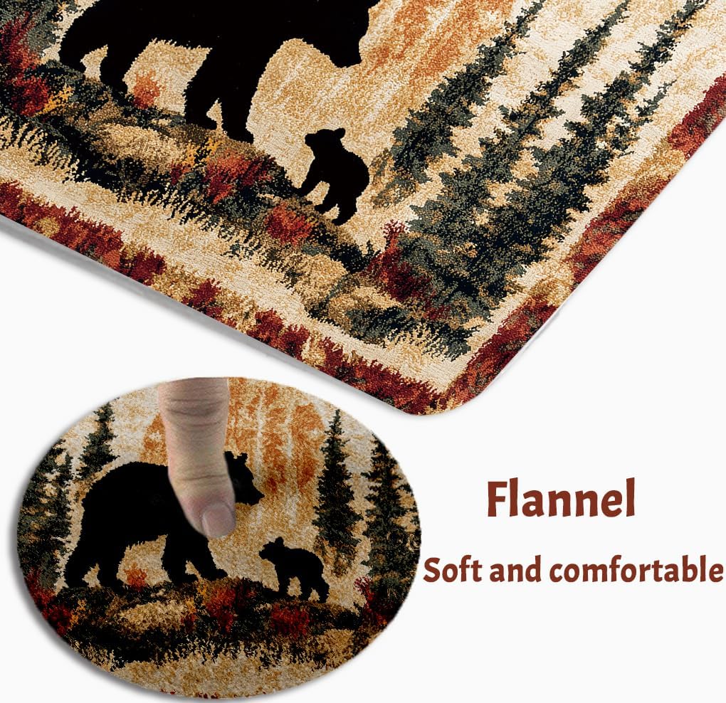 ベアー ラグ マット ファームハウス バスルーム ラグ 動物 ツキノワグマ 森 木 素朴なキャビン カーペット キャンプ バスラグセ