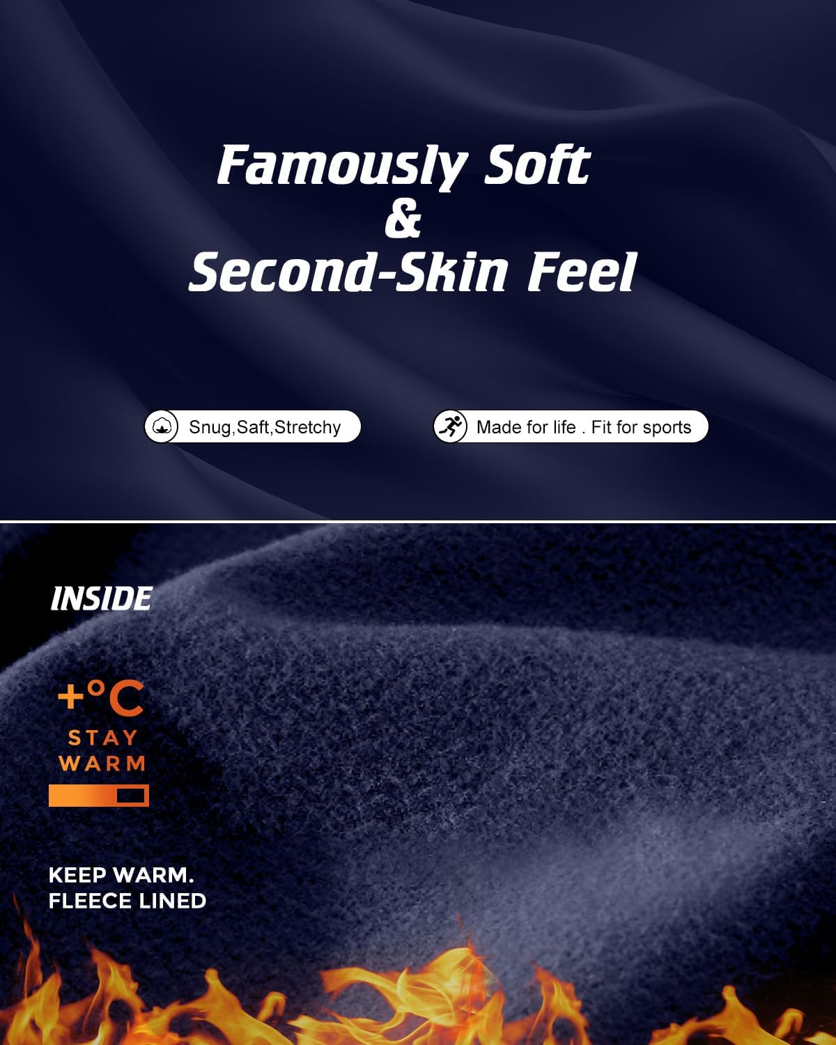 CL convallaria Long Johns Thermal Underwear for Men Soft Fleece Lined Base Layer Cold Weather Top Bottom Gift Set Midweight Crew Neck Blue XXX-Large - Image 5