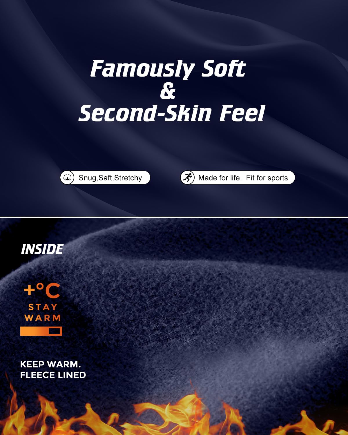 romision Biancheria Intima Termica da Uomo, Biancheria Intima Funzionale termoattiva Traspirante, Biancheria Intima da Sci Interna in Pile, Set di Biancheria Intima Termica Morbida