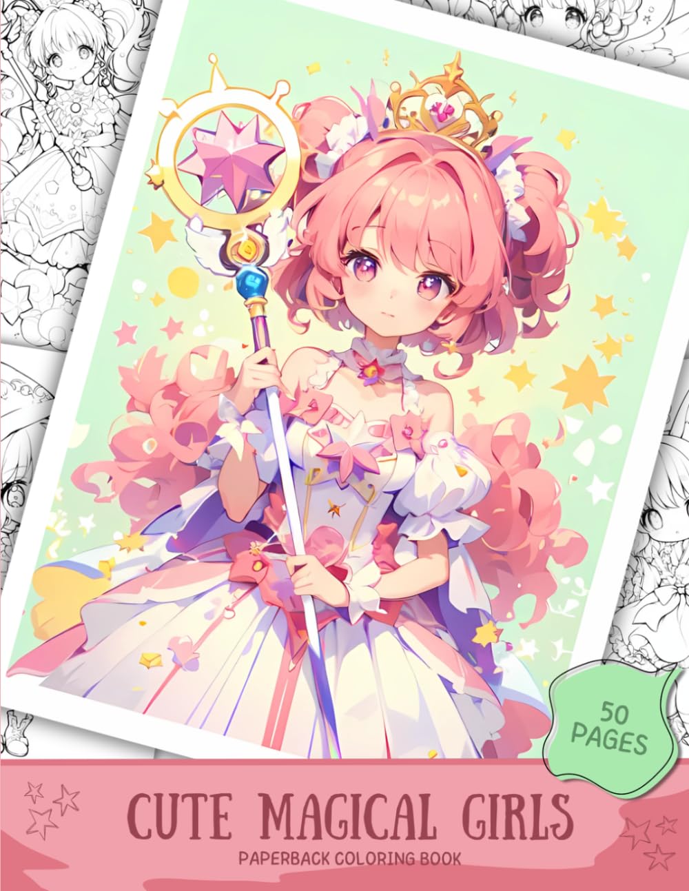 Cute Magical Girls Coloring Book: 50 Adorable Fantasy Coloring Pages Featuring Magical Girls, Fairies, Princesses, Witches, Unicorns, Enchanted Animals, and Cozy Fantasy Adventures