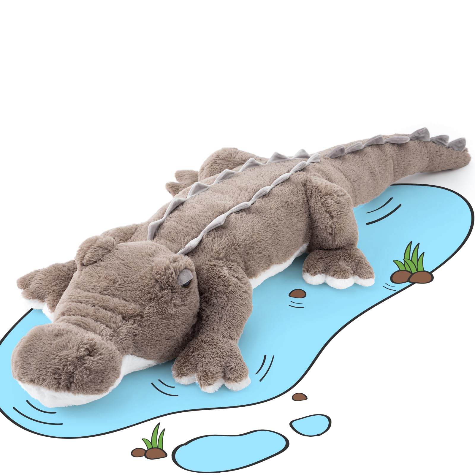 MorisMos 170cm/67in Giant Crocodile Teddy, XXL Large Cuddly Alligator Plush Stuffed Animal Sofy Toys, Cozy Birthday Presents for Kids Girls Boys Girlfriend Party Decorations (Brown)