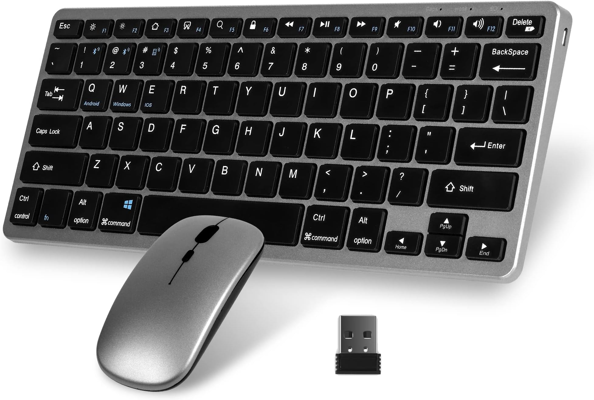 Clavier Souris Sans Fil Rechargeable Ultra-fin - Compatible Bluetooth IPad, PC, Android, Windows, Portable Et Silencieux