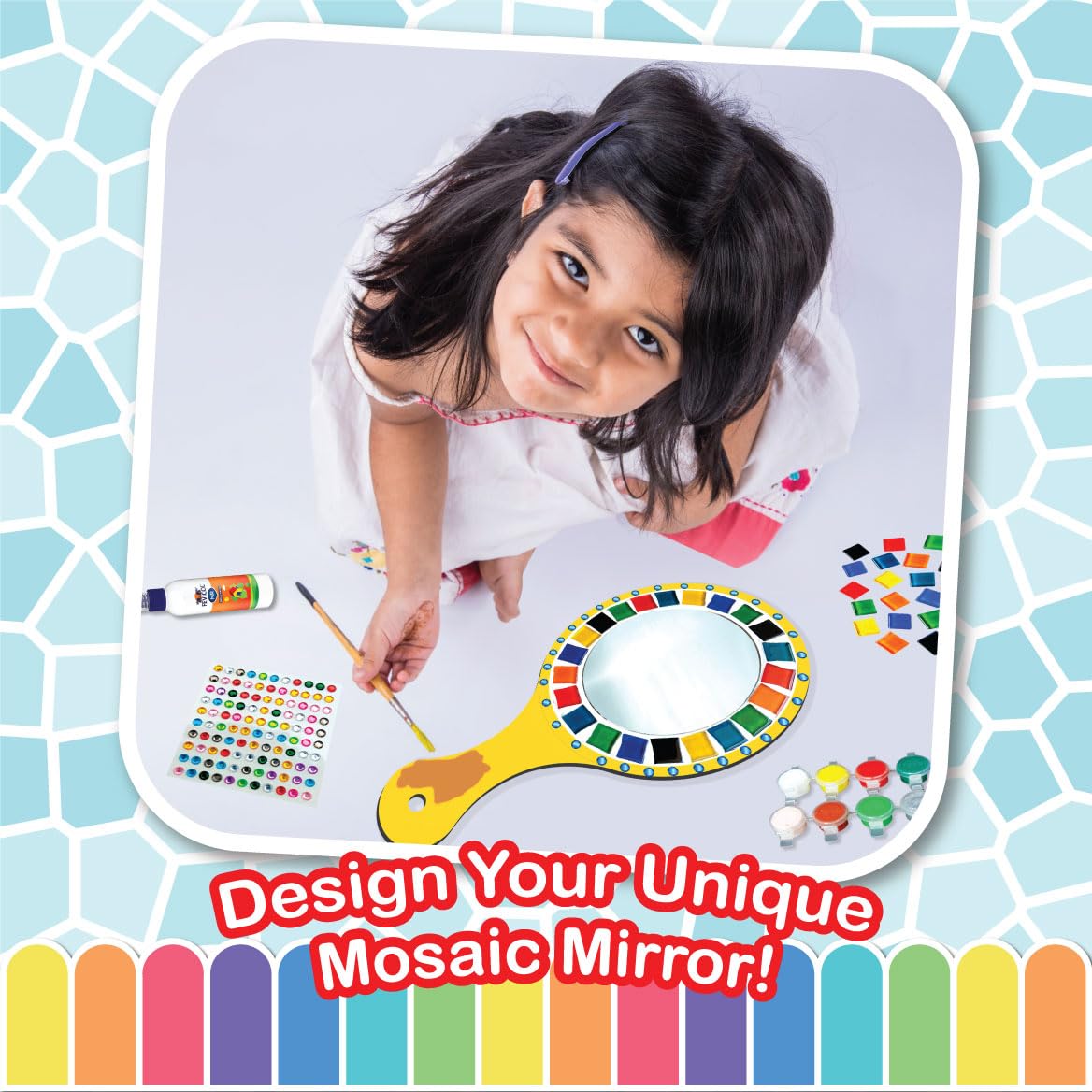 WONDRBOX Mosaic Mirror Art Kit | Art and Craft Kit for Girls 6-12 | Coloring & Painting Kit | Toys for Kids | Birthday Gifts for Girls Age 6 7 8 9 10 11 12 2