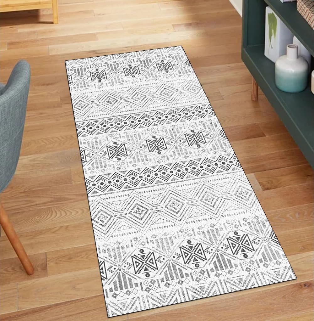 Alfombra vintage gris de 50x280 cm para decorar pasillos y suelos de cocina