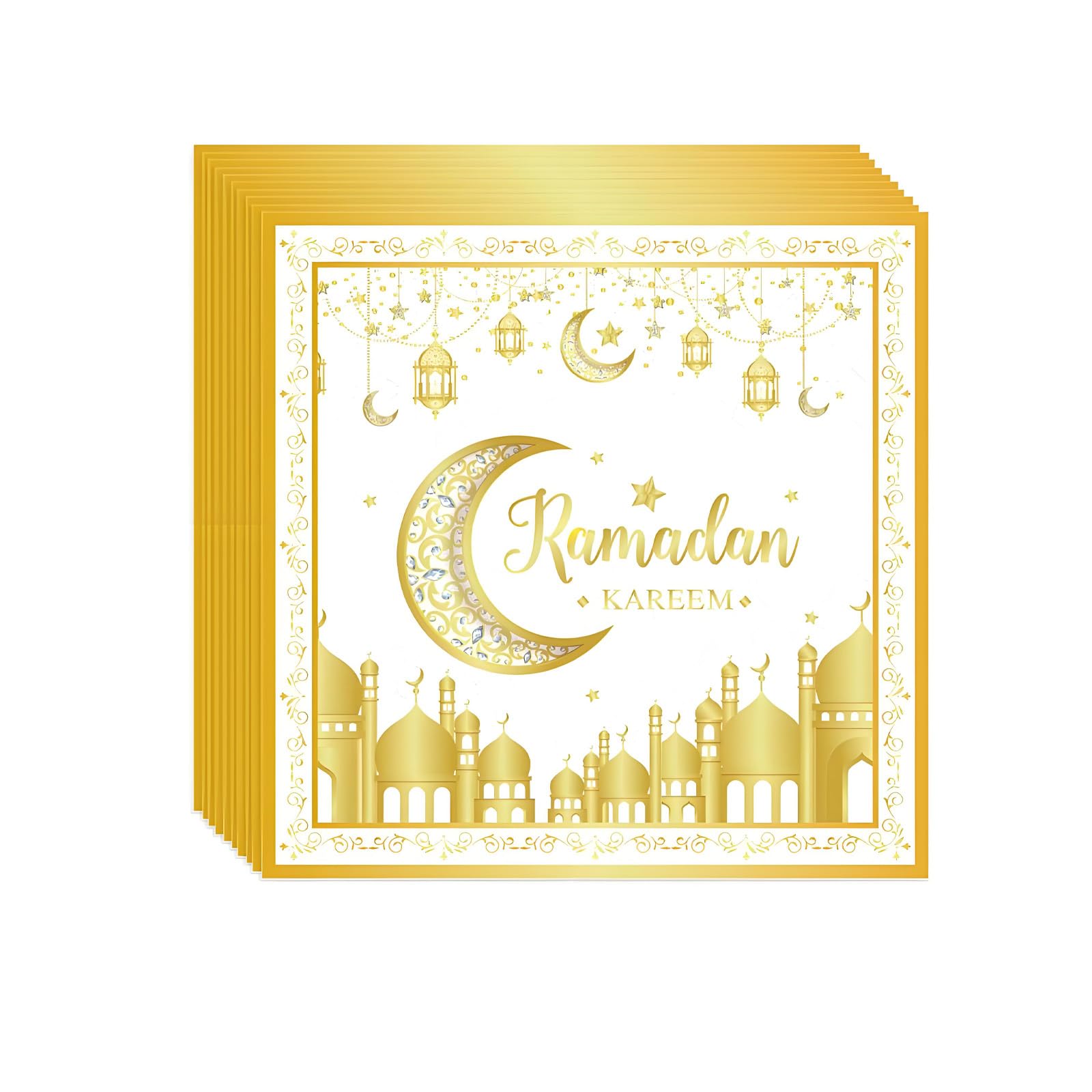 Ramadan servietten weiß gold, 40 Stück ramadan deko servietten gold weiß, ramadan tischdeko, ramadan mubarak, Geeignet für Ramadan-Partys