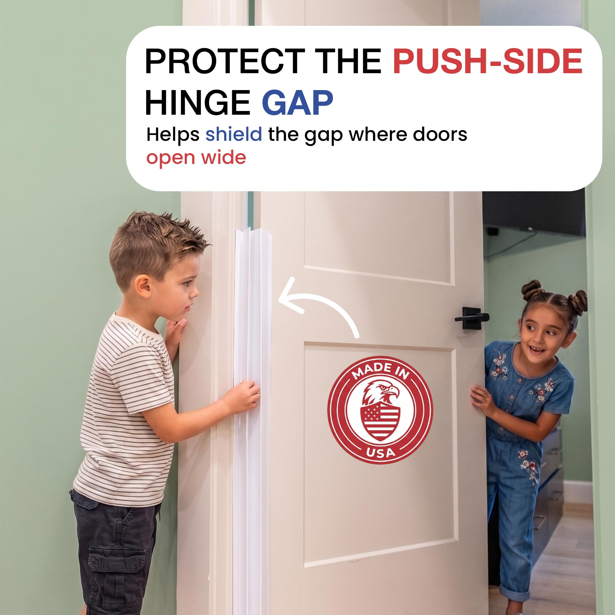 Fingersafe - Juego completo de protectores de dedos para puerta de casa, ayuda a detener el pellizco de los dedos en las bisagras de la puerta para niños, cubierta de seguridad fácil de pegar 3M