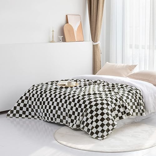 Miniatura 7 de LOMAO - Manta de franela con patrón de cuadrícula de ajedrez, suave, lujosa, cálida y acogedora para sofá y cama, para todas las estaciones (oliva