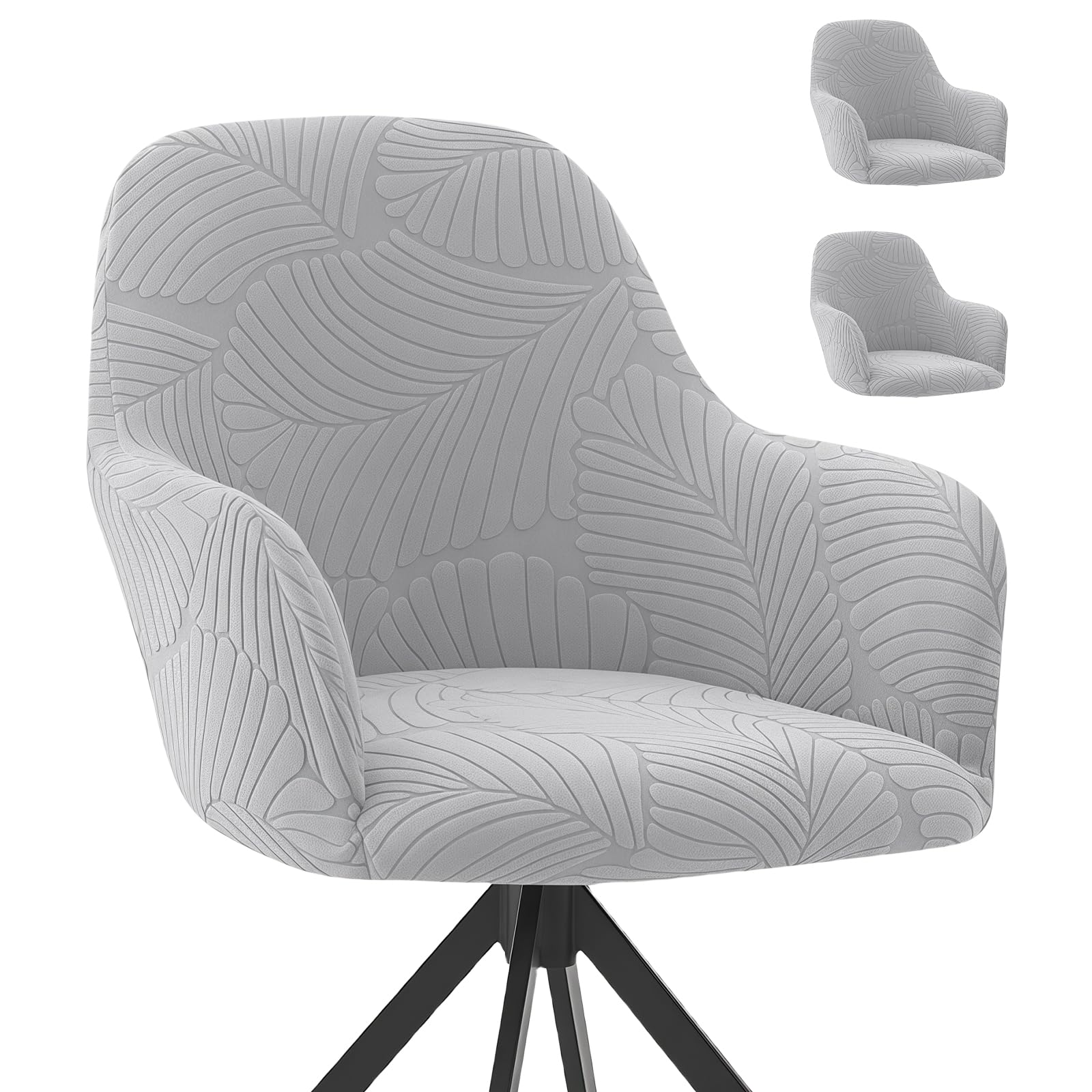 2 fundas elásticas para silla con respaldo curvado de alta calidad, elásticas, con reposabrazos, para el hogar y los hoteles (gris claro)
