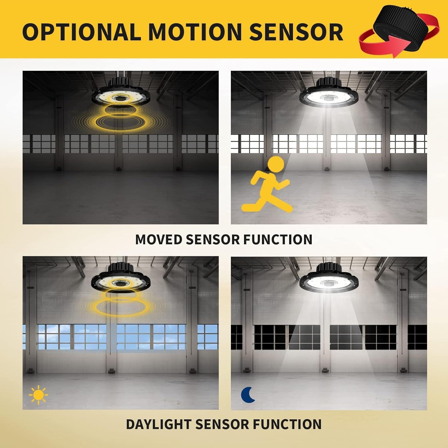 Adiding UFO LED High Bay Light 200W Bright 30000 Lumens 5000K Daylight Shop Lights IP65 Waterproof with Power Cable, Carabiner Hanging Hook Replace 800W MH/HPS Light Fixture for Gym Factory Warehouse