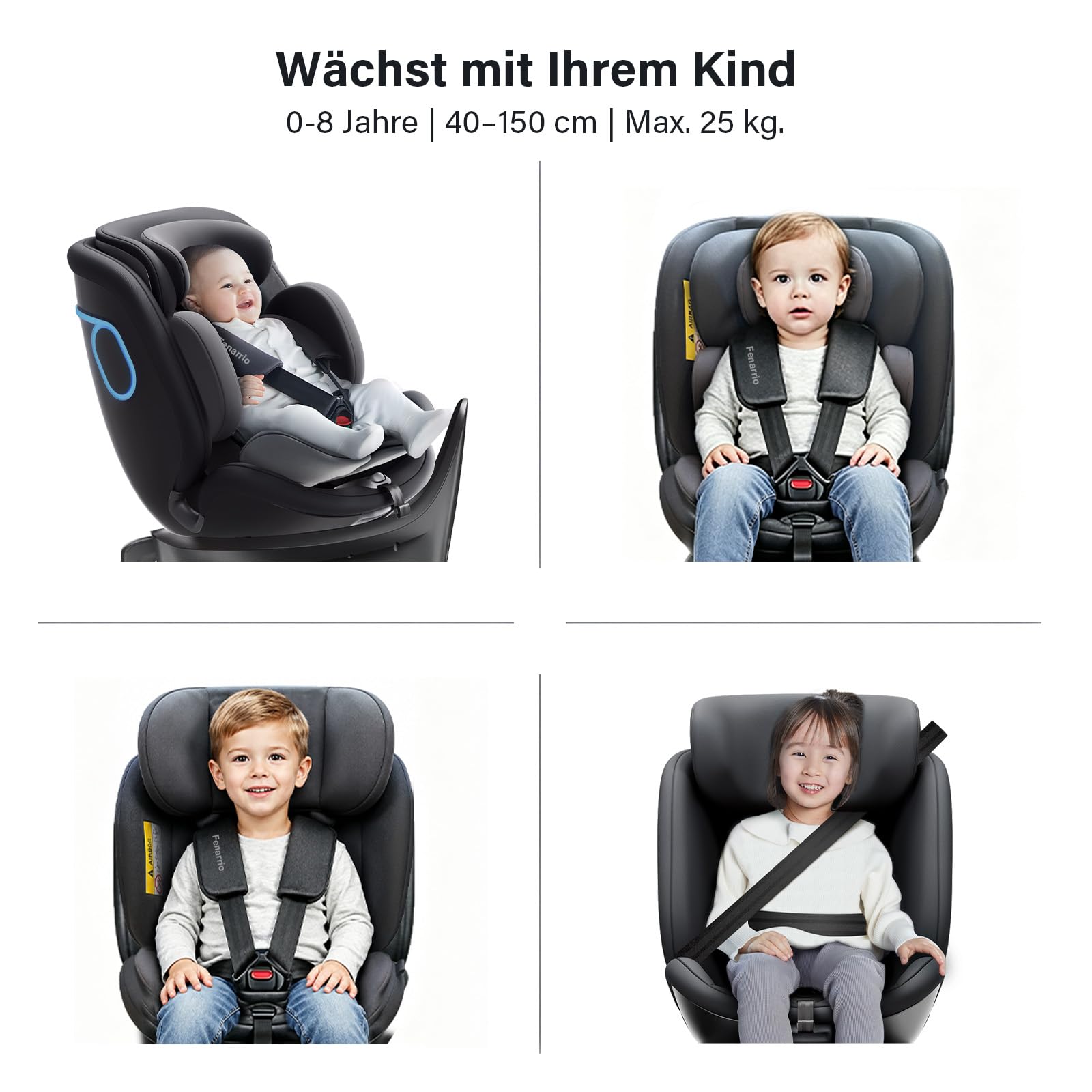 AS5 i-Size kindersitz, 360 Grad Drehbar, Mit ISOFIX, Schwarz | Zweizonen-Kühlsystem; Sprachsteuerung; i‑Size Standards Hinaus; Mit ISOFIX, 360°-Drehung; 0–12 Jahre, 40–150 cm(ca. 0-25 kg)